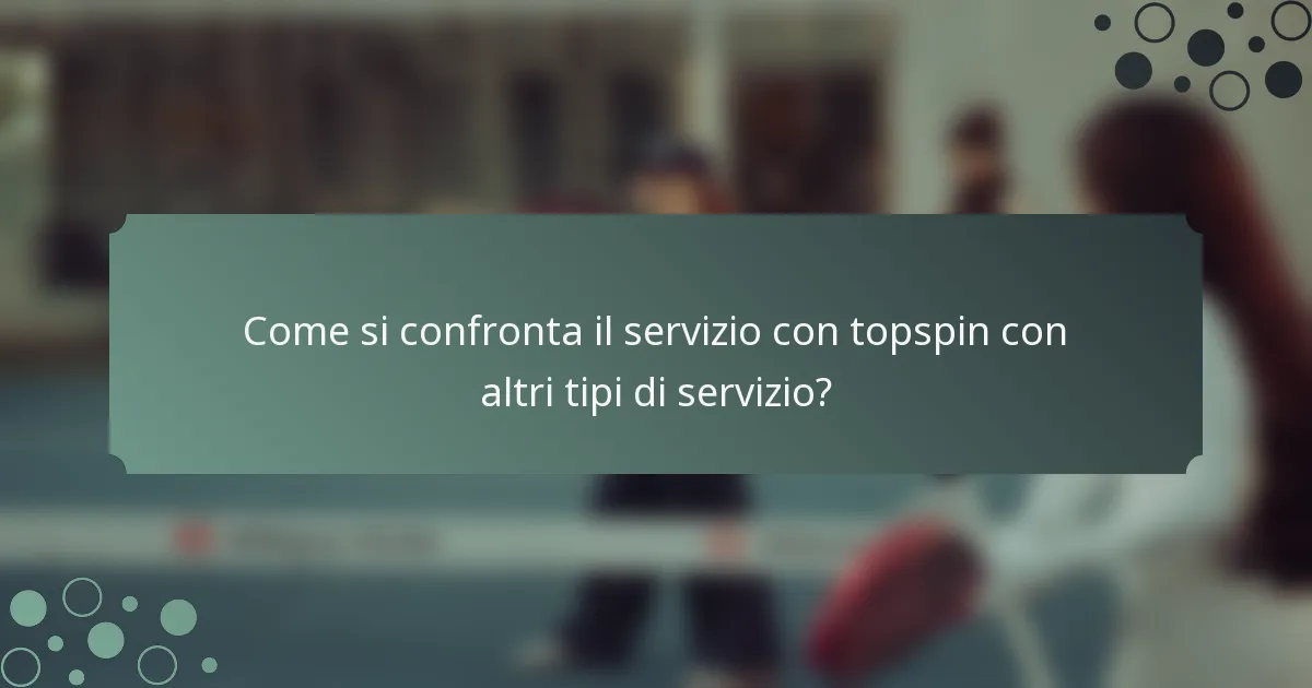 Come si confronta il servizio con topspin con altri tipi di servizio?
