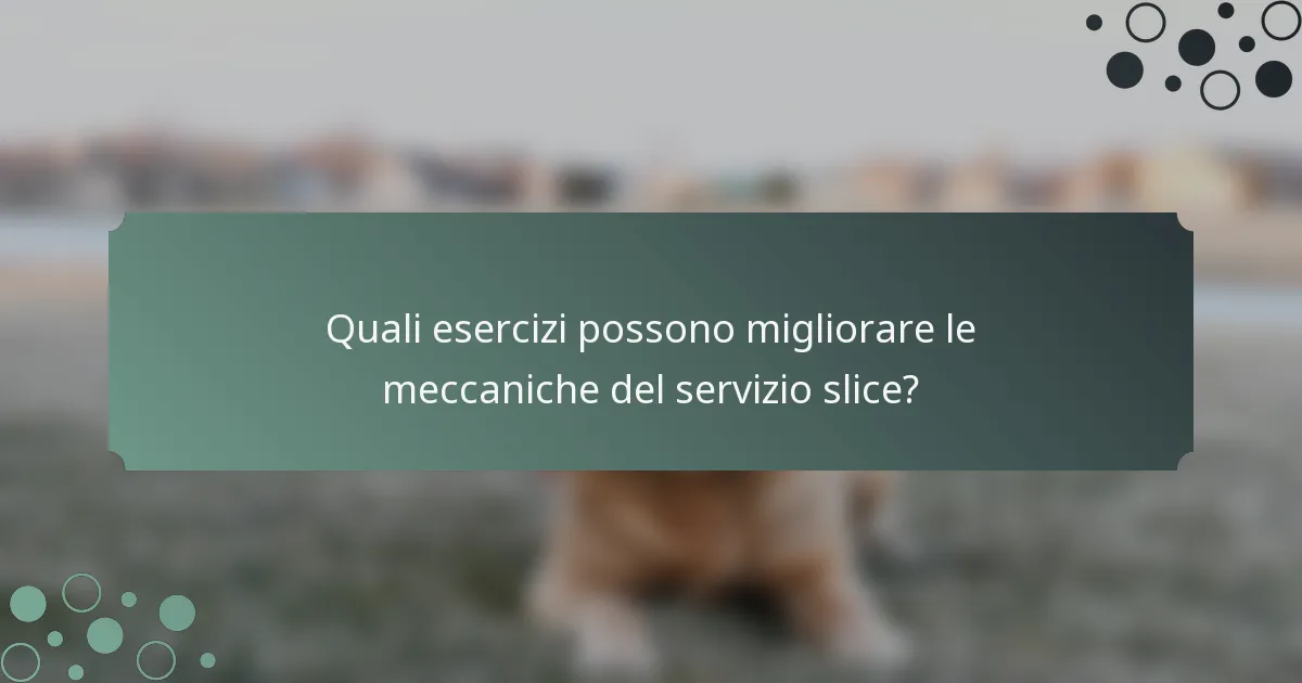 Quali esercizi possono migliorare le meccaniche del servizio slice?