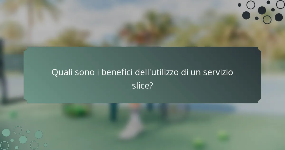 Quali sono i benefici dell'utilizzo di un servizio slice?