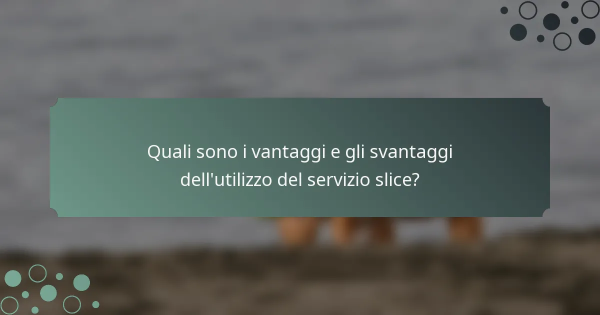 Quali sono i vantaggi e gli svantaggi dell'utilizzo del servizio slice?