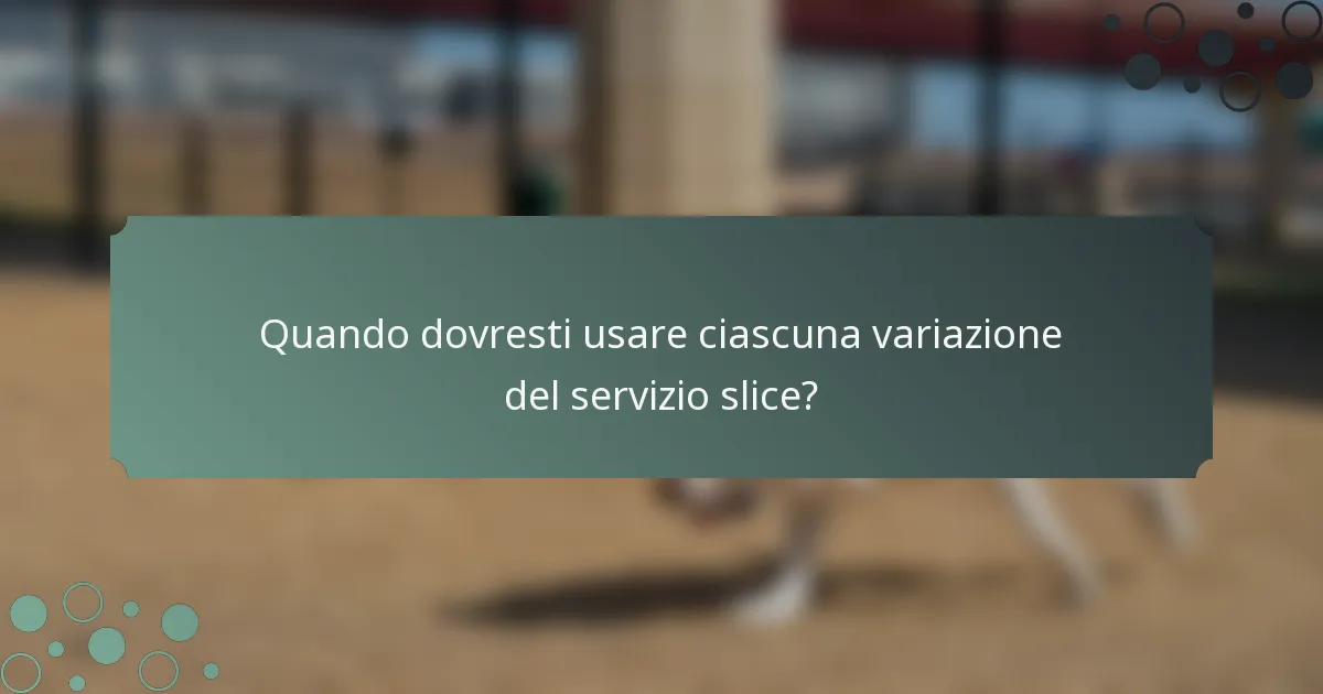 Quando dovresti usare ciascuna variazione del servizio slice?